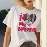 I Love My Boyfriend Red Heart Custom Photo T-Shirt<br><div class="desc">I Love My Boyfriend Heart Custom Photo</div>