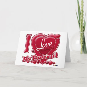 I Love My Boyfriend red - heart Holiday Card