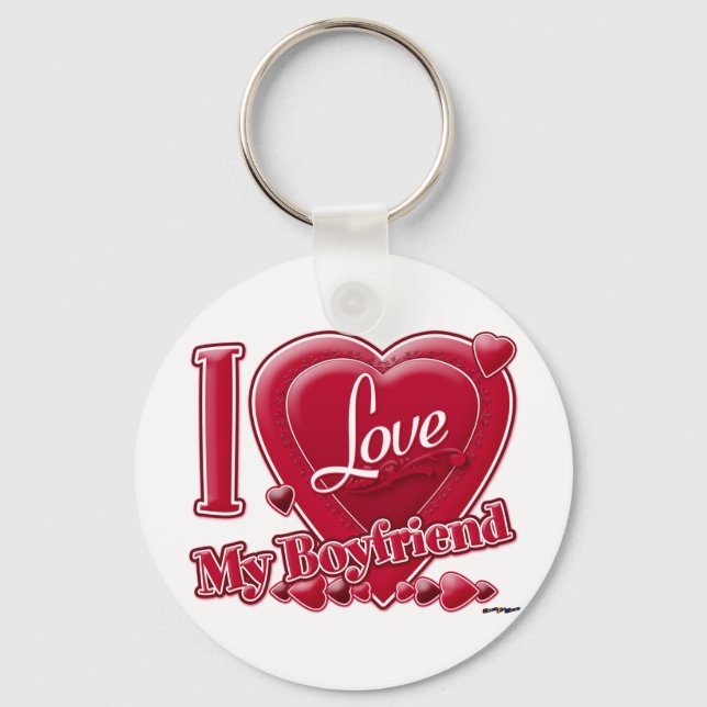 I Love My Boyfriend red - heart Key Ring (Front)