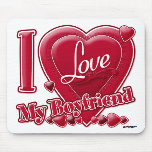 I Love My Boyfriend red - heart Mouse Mat