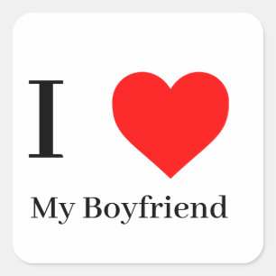 I love My Boyfriend & Red Heart  Square Sticker