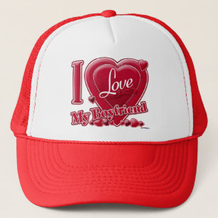 I Love My Boyfriend red - heart Trucker Hat