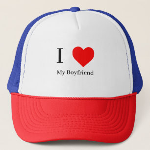 I love My Boyfriend & Red Heart Trucker Hat