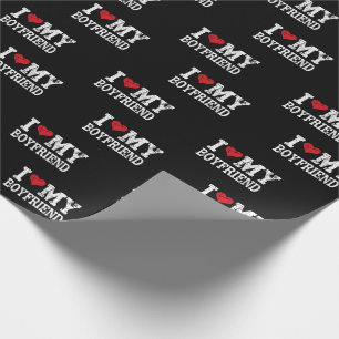 I Love My Boyfriend Red Heart Valentine's Day      Wrapping Paper