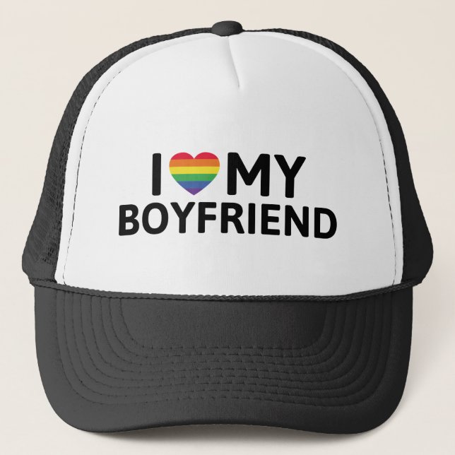I Love My Boyfriend Trucker Hat (Front)