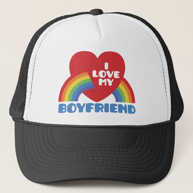 I Love My Boyfriend Trucker Hat (Front)