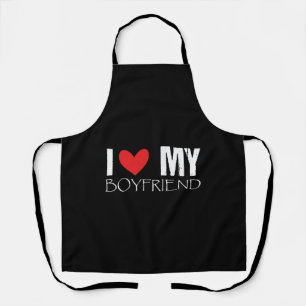 I Love My Boyfriend Women Girl Valentines Day 2024 Apron