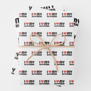 I Love My Boyfriend Wrapping Paper Sheet