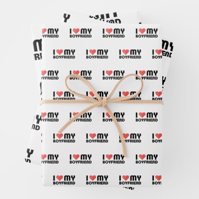 I Love My Boyfriend Wrapping Paper Sheet (In situ)