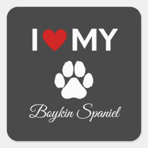 I love my Boykin Spaniel dog custom text Square Sticker