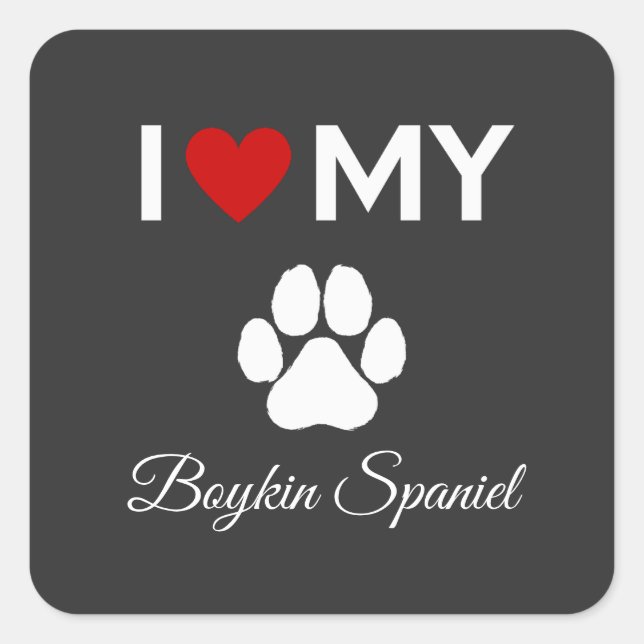I love my Boykin Spaniel dog custom text Square Sticker (Front)