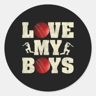 I Love My Boys Cricket Funny Father's Day Cricket Classic Round Sticker