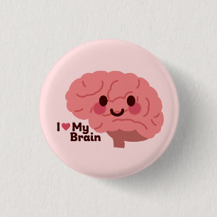 I Love My Brain – Cute Smiling Brain 3 Cm Round Badge