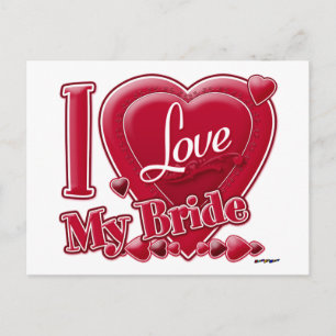 I Love My Bride red - heart Postcard