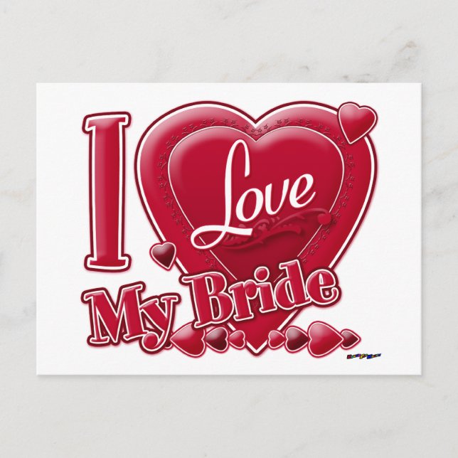I Love My Bride red - heart Postcard (Front)