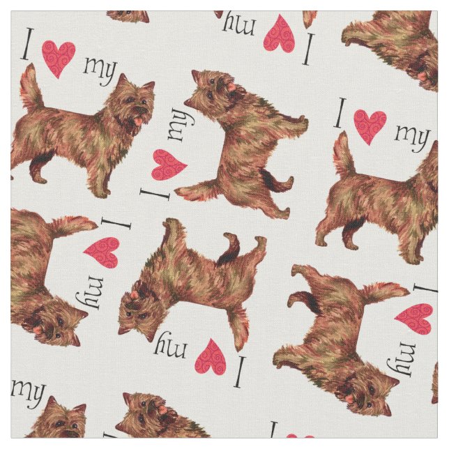 I Love my Brindled Cairn Terrier Fabric (Close Up)