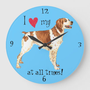 I Love my Brittany Large Clock