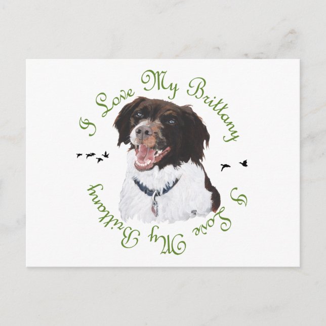 I Love My Brittany Postcard (Front)