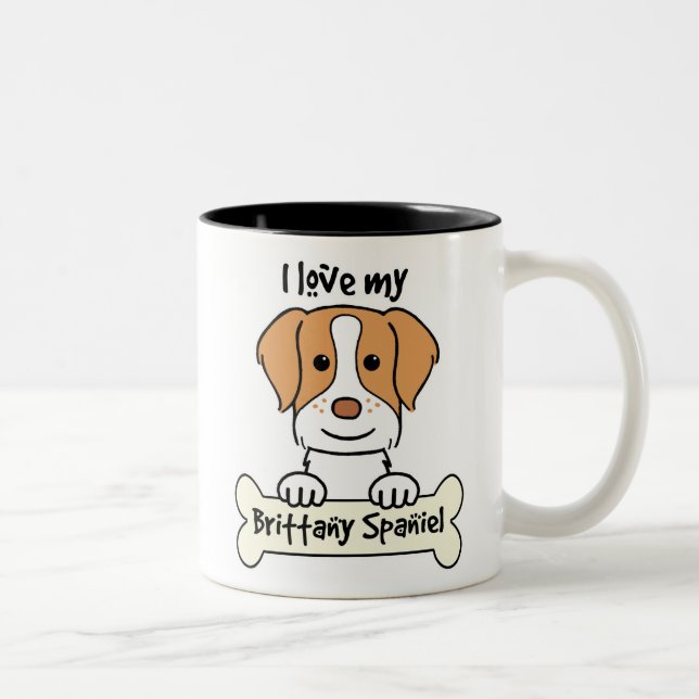 I love My Brittany Spaniel Two-Tone Coffee Mug (Right)