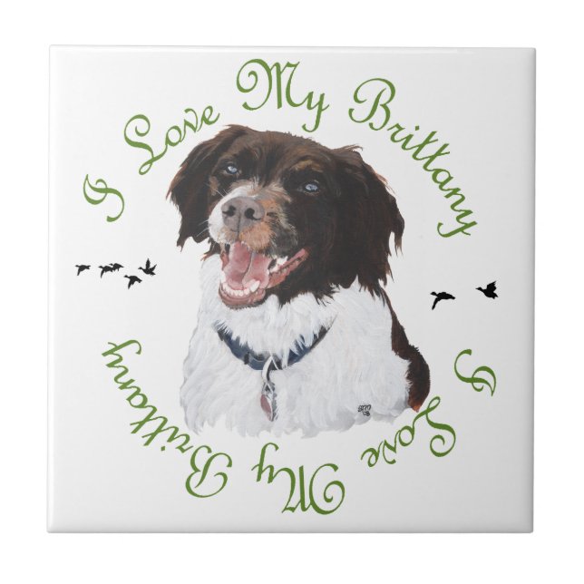 I Love My Brittany Tile (Front)