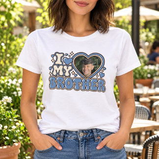 I Love My Brother Personalised Heart Photo T-Shirt