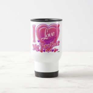 I Love My Brother pink/purple - heart Travel Mug