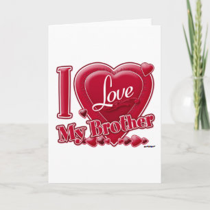 I Love My Brother red - heart Holiday Card