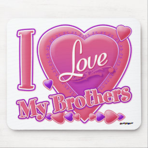 I Love My Brothers pink/purple - heart Mouse Mat