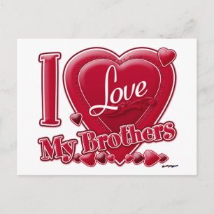 I Love My Brothers red - heart Postcard