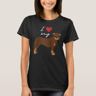 I Love My Brown American Pit Bull Terrier Dog Ragl T-Shirt