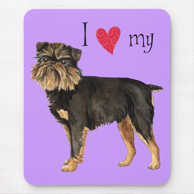 I Love my Brussels Griffon Mouse Mat (Front)