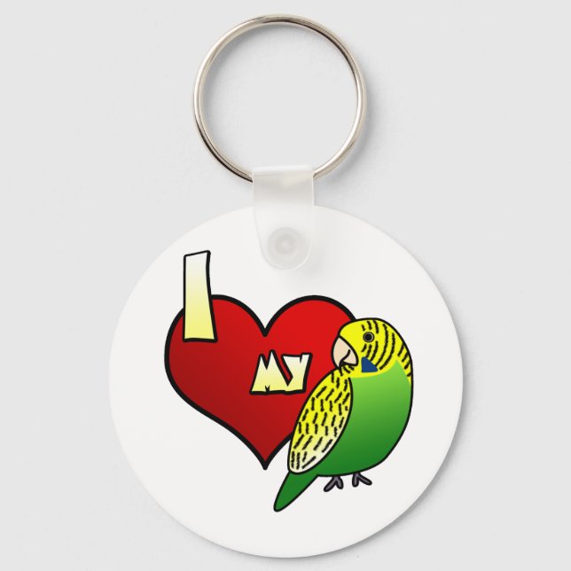 I Love my Budgerigar Key Ring (Front)