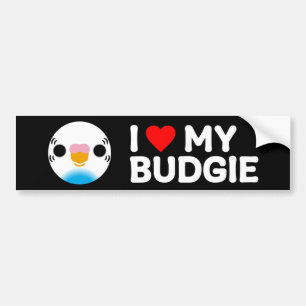 I LOVE MY BUDGIE – sky blue recessive pied Bumper Sticker