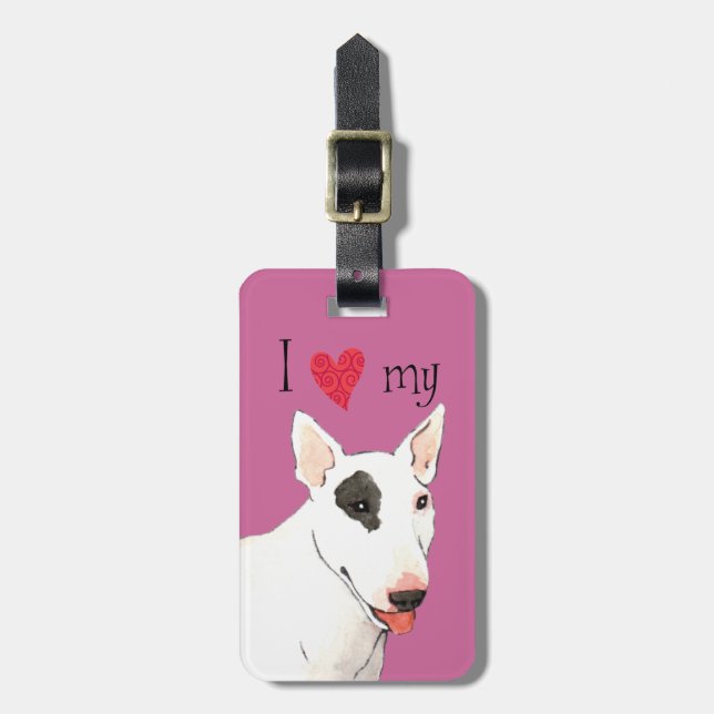 I Love my Bull Terrier Luggage Tag (Front Vertical)
