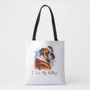 I Love My Bulldog Tote Bag