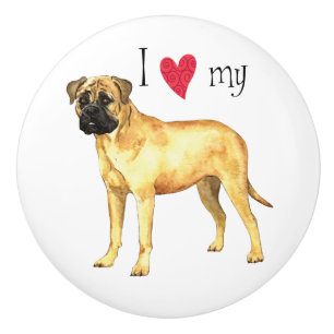 I Love my Bullmastiff Ceramic Knob