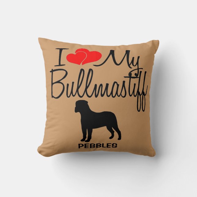 I Love My Bullmastiff Dog Breed Pillow (Front)