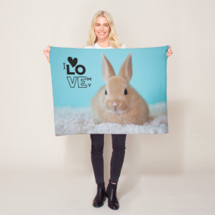 I Love My Bunny PHOTO Gift for House Rabbit Owners Fleece Blanket