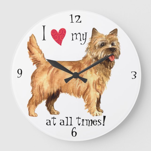 I Love my Cairn Terrier Large Clock (Front)
