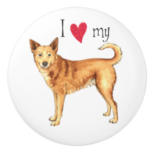 I Love my Canaan Dog Ceramic Knob