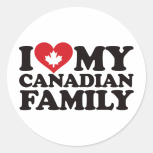 I Love My Canadian Family Classic Round Sticker