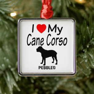 I Love My Cane Corso Dog Silhouette Metal Tree Decoration