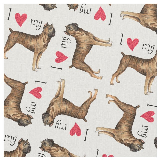 I Love my Cane Corso Fabric (Close Up)