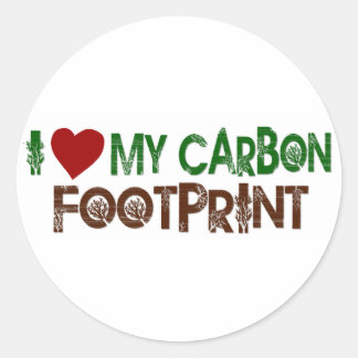 I Love My Carbon Footprint Classic Round Sticker
