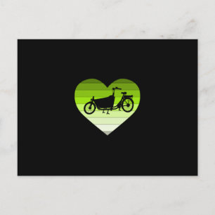 I Love My Cargo Bike- Green Retro Heart Postcard