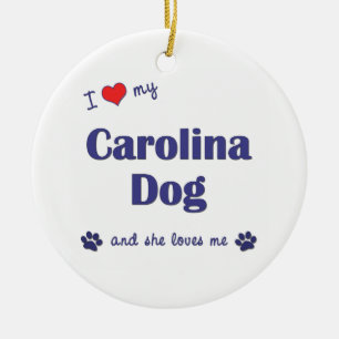 I Love My Carolina Dog (Female Dog) Ceramic Tree Decoration