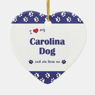 I Love My Carolina Dog (Female Dog) Ceramic Tree Decoration