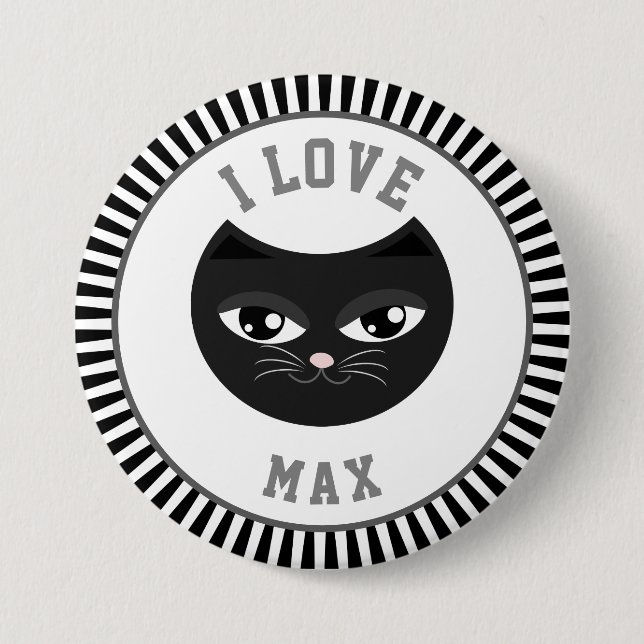 I love my cat 7.5 cm round badge (Front)