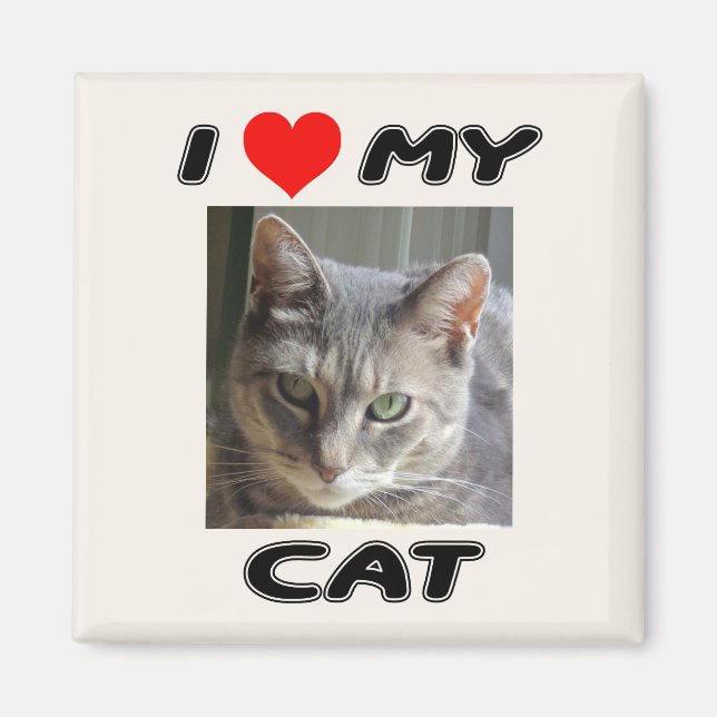 I LOVE MY CAT - ADD YOUR OWN PHOTO - MAGNET (Front)