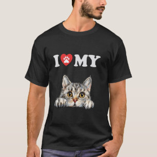 I Love My Cat American Shorthair Kitten Funny Cat T-Shirt
